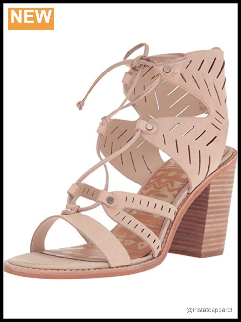 Lace Up Block Heel Sandals with 3.5 Inch Heel and Adjustable Ankle Strap